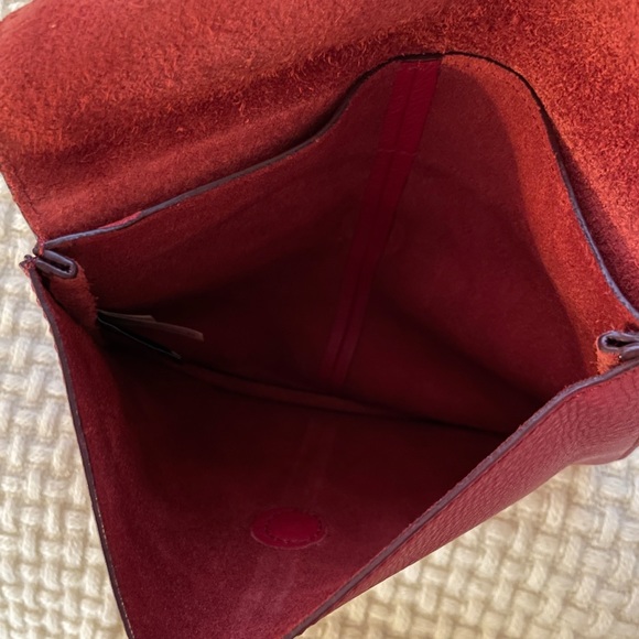 Gap Leather Envelope Style Clutch Deep Red - Picture 5 of 9